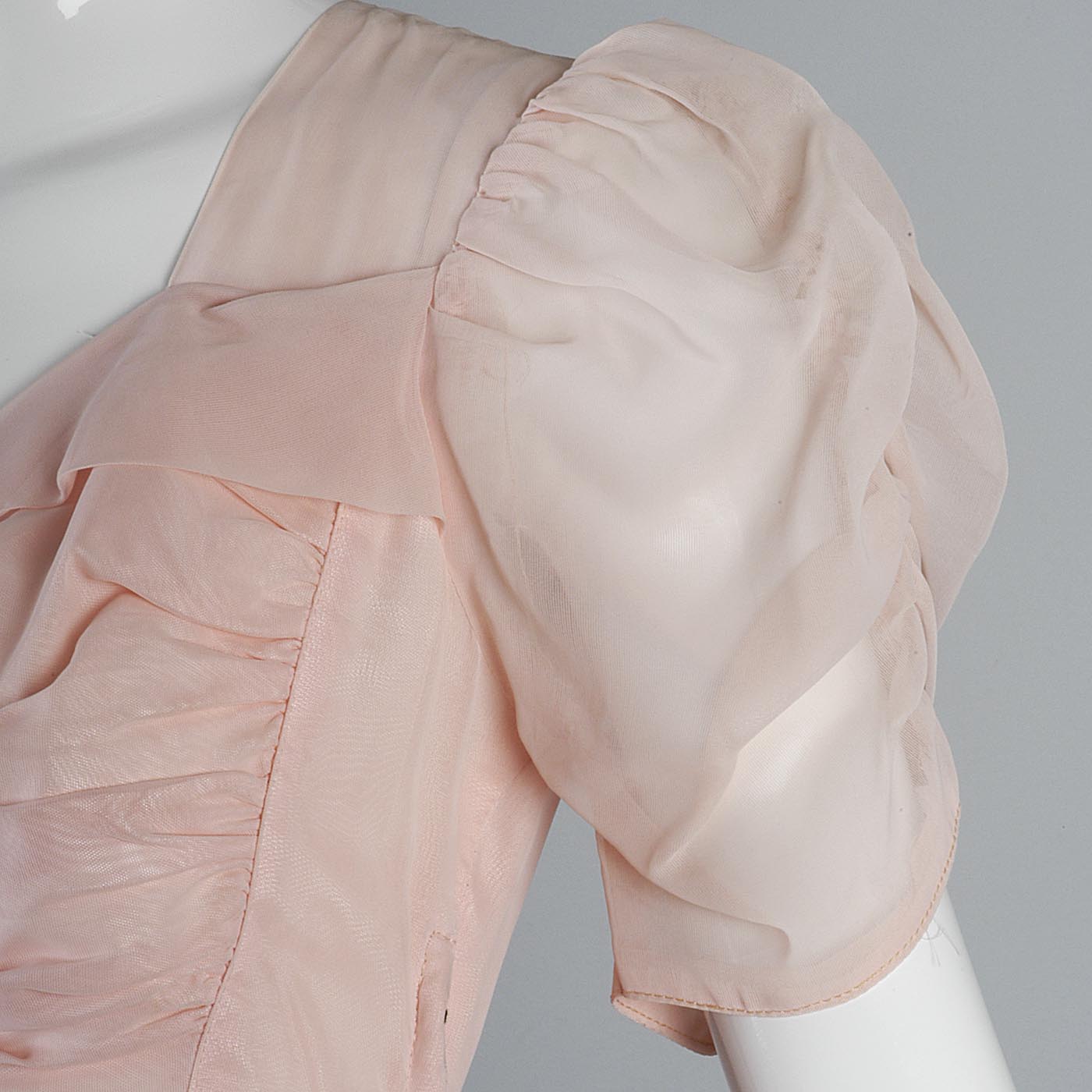 1940s Old Hollywood Pink Sheer Chiffon Dress