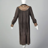 Small Designer Taupe Suede Snakeskin Trim Coat