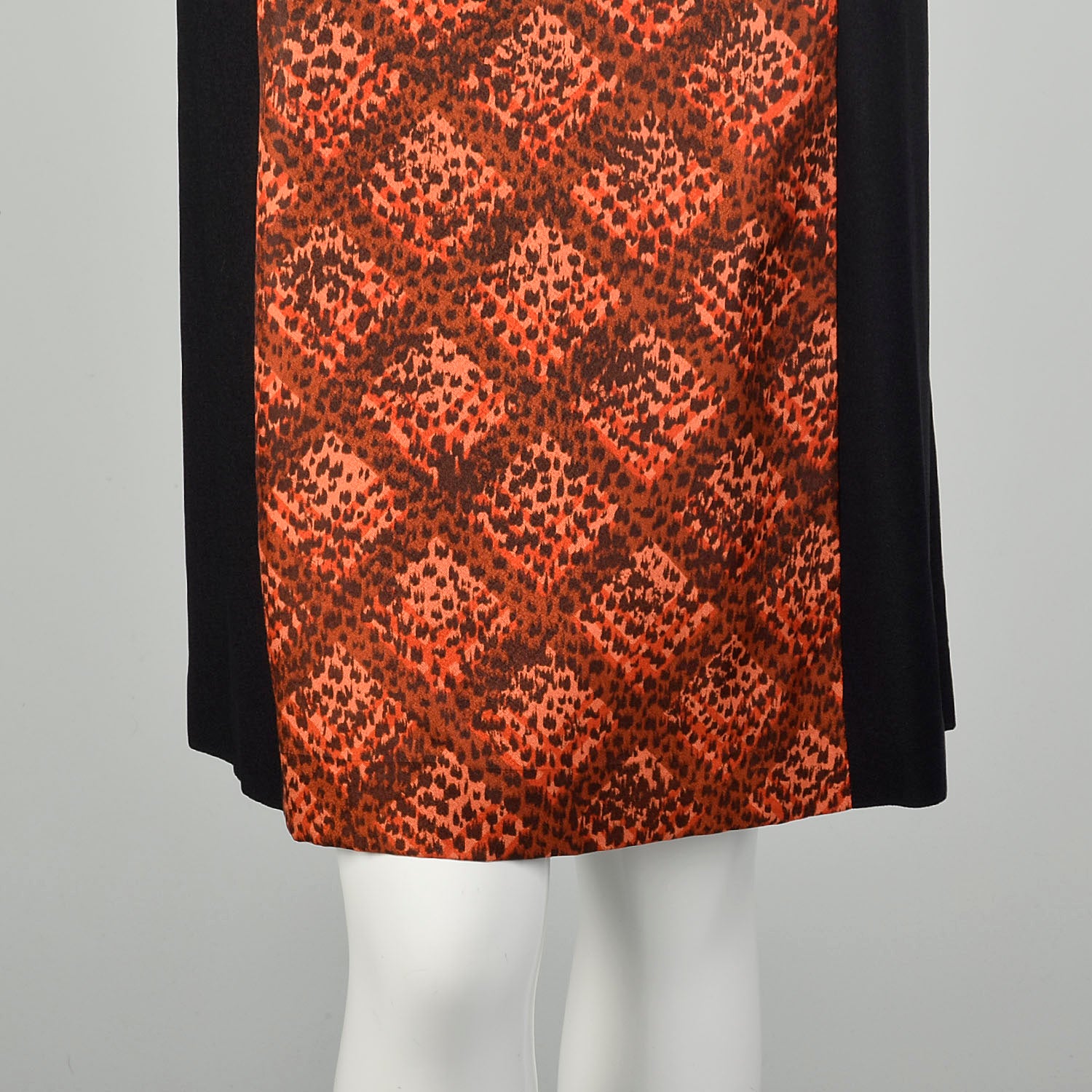 XL 1960s Color Block Shift Dress Long Sleeve Lattice Print