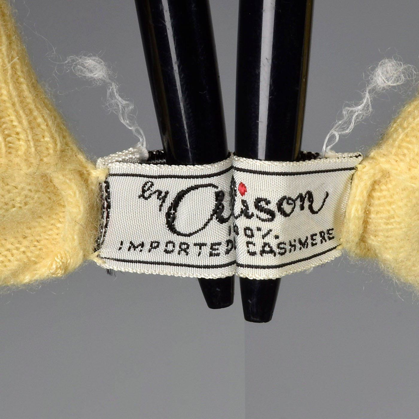 1950s Yellow Cashmere Cardigan with Floral Applique