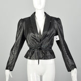 Medium 1980s Wilsons Black Leather Jacket Belted Outerwear
