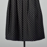 XXS 1950s Adele Simpson Black and White Polka Dot Dress