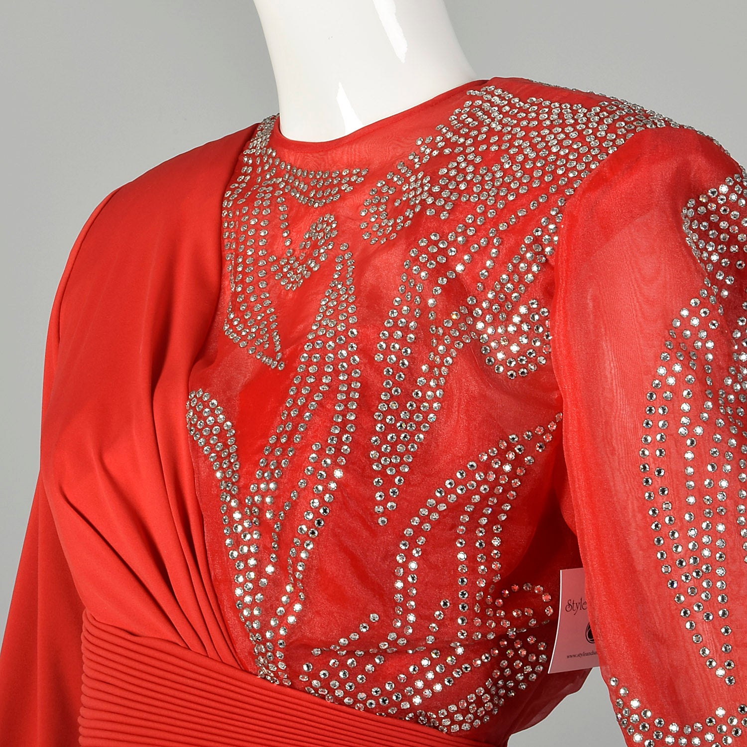 1980s Rose Taft Red Evening Dress