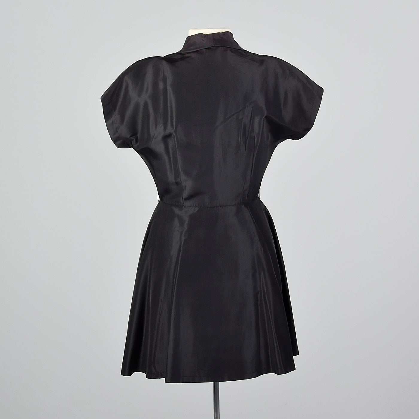 1950s Black Taffeta Fit and Flare Top