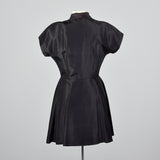 1950s Black Taffeta Fit and Flare Top