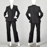 Medium 2000s Strenesse Tuxedo Hollywood Waist Trousers Black Satin Stripe Formal Suit
