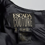Large Escada Couture 1980s Black Beaded Velvet Gown