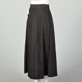 Small Maxi Skirt Black Edwardian Cotton Circle Print