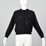 1960s Black Cardigan with Beading