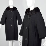 1950s Black Wool Coat with Mink Collar