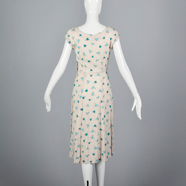 1950s Novelty Print Dress with Abstract Blue Birds