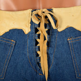 1970s Mens Bell Bottom Jeans with Lace Up Waist