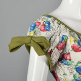 1950s White Summer Dress with Floral Print