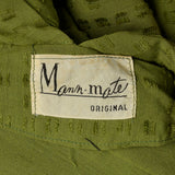 XL 1950s Green Rayon Day Dress Casual Short Sleeve