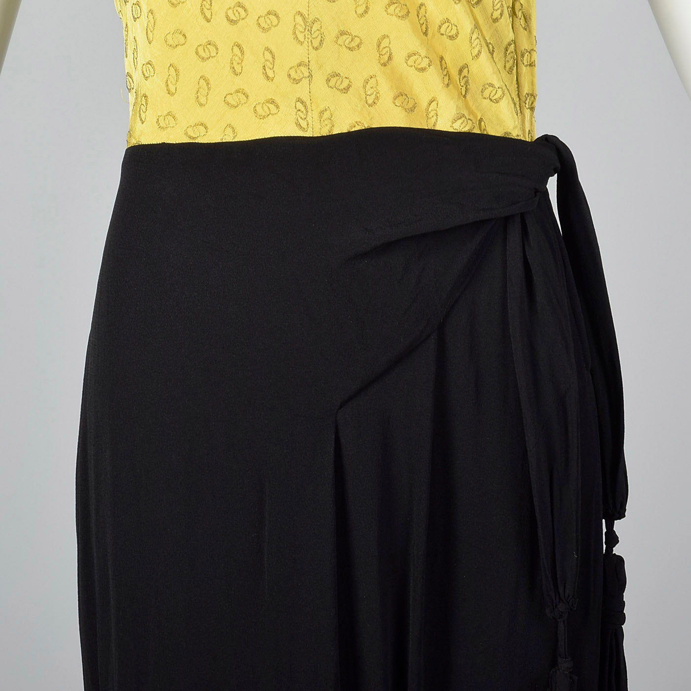 1940s Yellow Dress with Unique Hip Tie Sash
