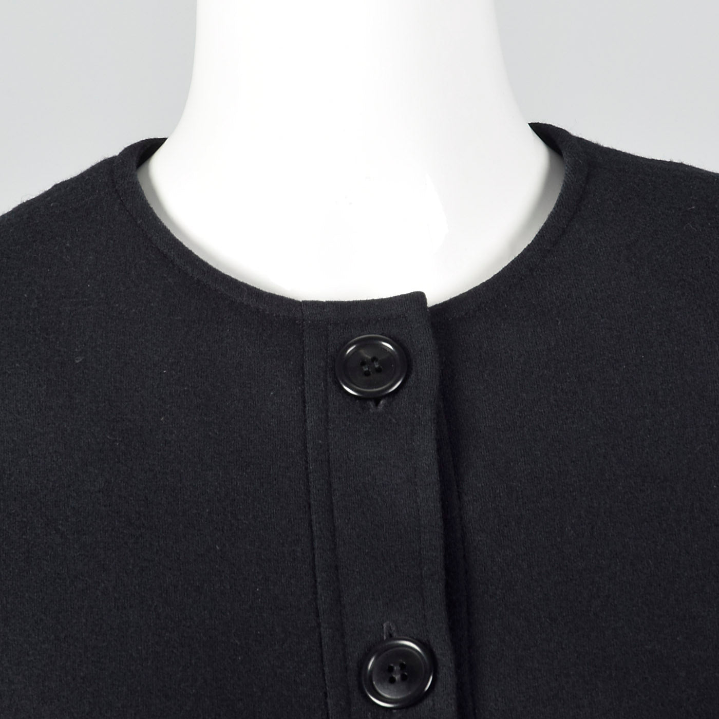 1980s Oscar de la Renta Black Wool Dress with Tie Waist