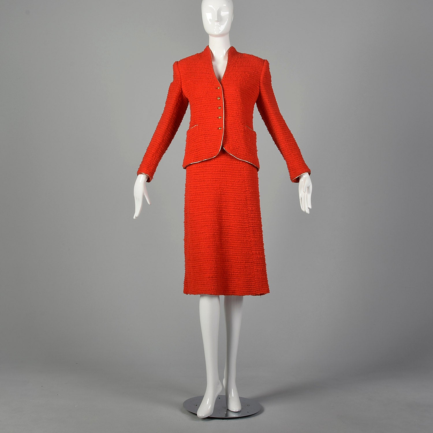 Medium Beni Salvadori Sara Fredericks 1970s Red Open Knit Skirt Suit