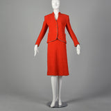 Medium Beni Salvadori Sara Fredericks 1970s Red Open Knit Skirt Suit