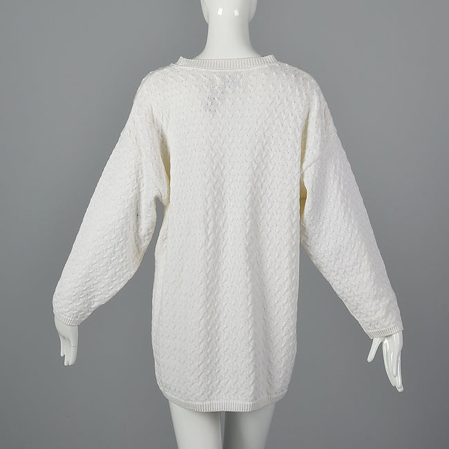 1980s Deadstock White Cable Knit Sweater