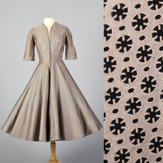 1950s Norman Norell Silk Brocade Cocktail Dress