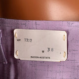 1950s Mens Hollywood Waist Pants Lavender Rayon with Gray Flecks