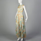 Medium 1970s Ferdinando Sarmi Gown Watercolor Print Evening Formal