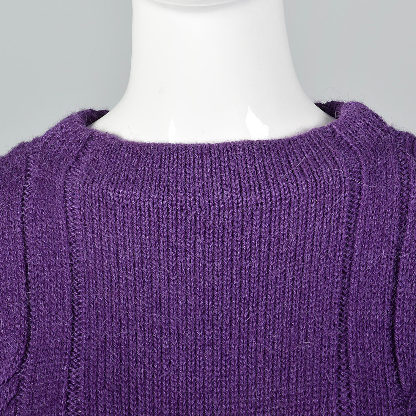 1980s Bottega Veneta Purple Mohair & Silk Blend Cable Knit Sweater