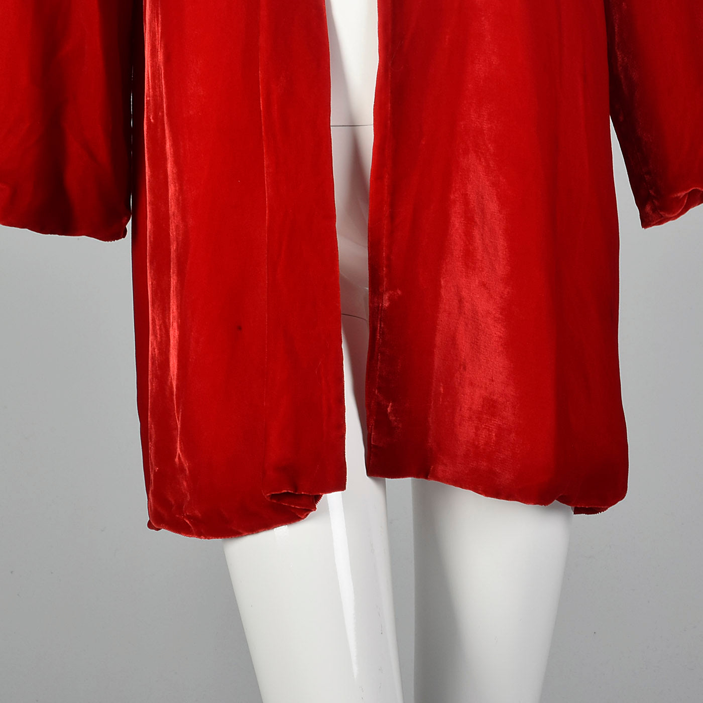 1940s Lightweight Red Velvet Swing Coat