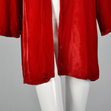 1940s Lightweight Red Velvet Swing Coat