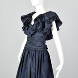 1980s Morton Myles Navy Party Dress