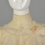 XXS 1910s Ivory Silk Shirtwaist Blouse