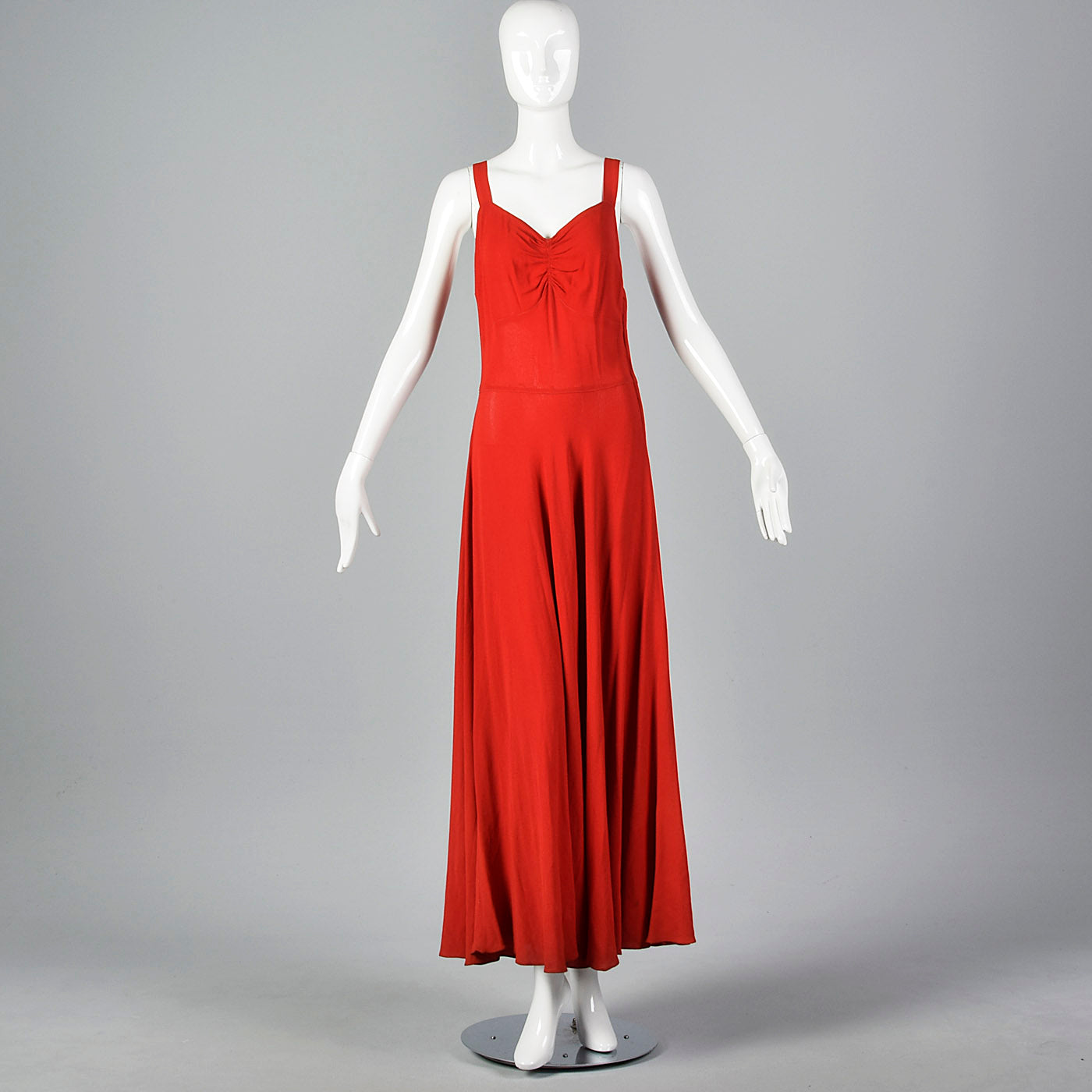 1940s Red Crepe Evening Dress & Matching Jacket with Sequin Trim
