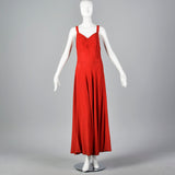 1940s Red Crepe Evening Dress & Matching Jacket with Sequin Trim