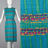 1950s Teal Print Dress