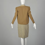 Medium 1980s Bill Blass Tan Striped Skirt Suit