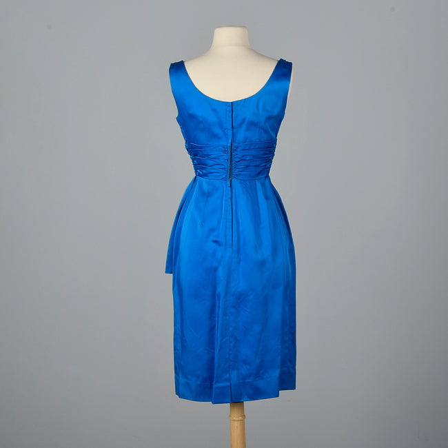 1950s Electric Blue Pencil Dress with Hip Sash