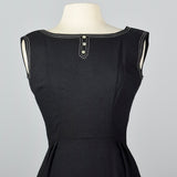 1950s Little Black Dress with White Topstitching