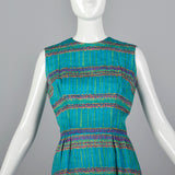 1950s Teal Print Dress