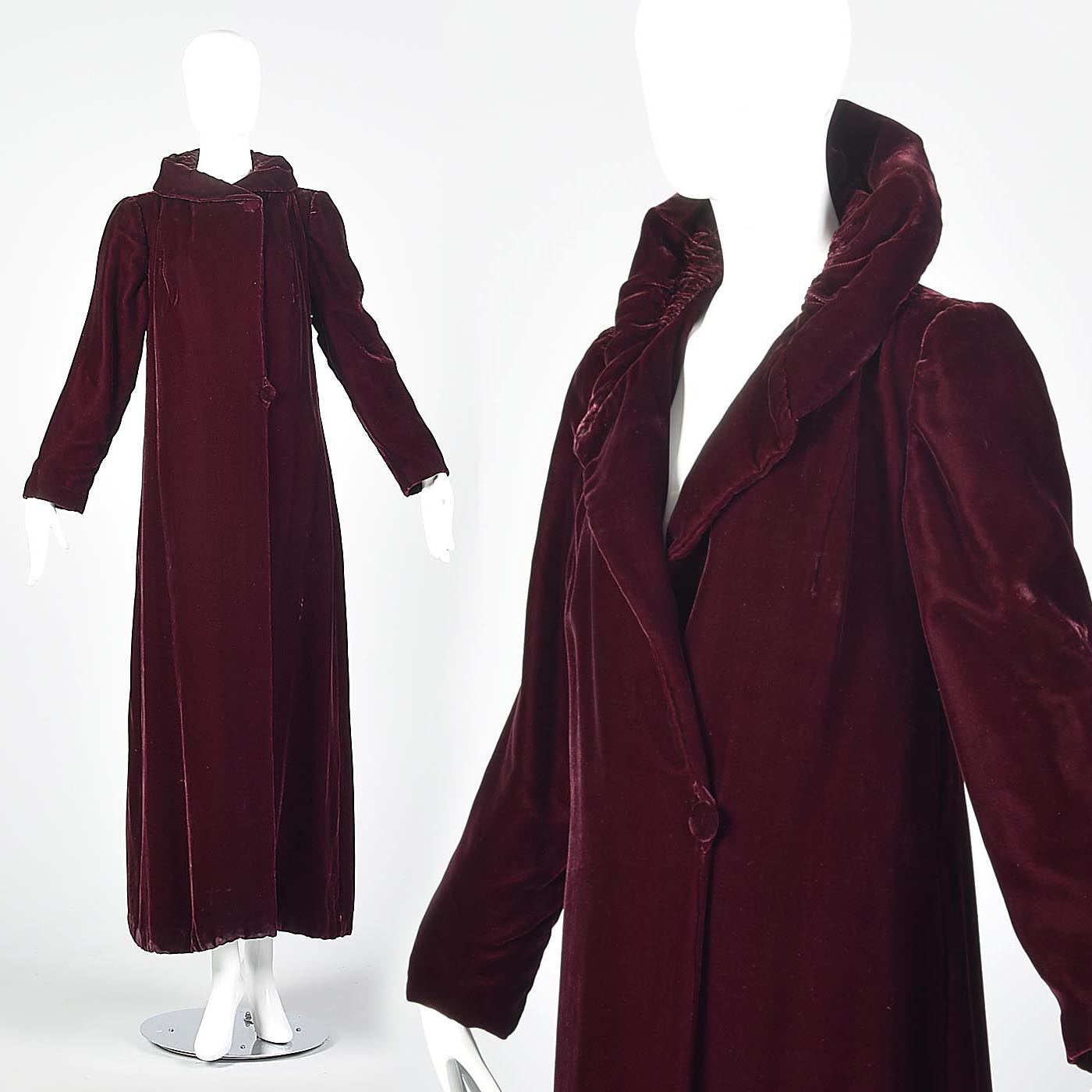 1940s Burgundy Velvet Opera Coat