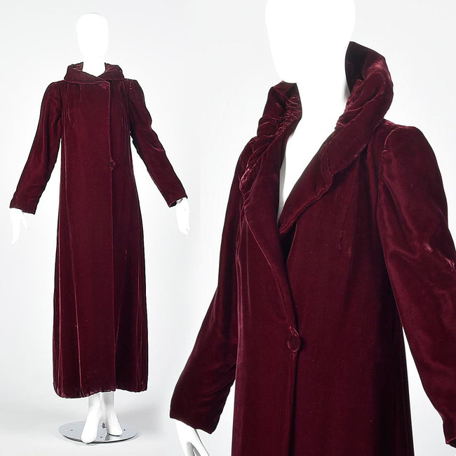 1940s Burgundy Velvet Opera Coat