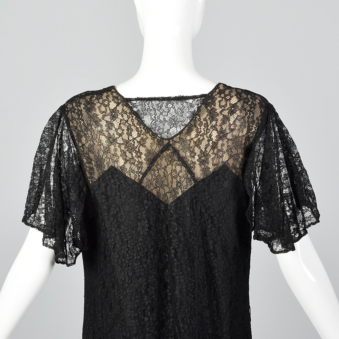 1930s Black Lace Overlay Dress