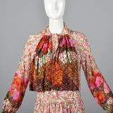 1970s Bohemian Harold Levine Silk Two Piece Separates Set