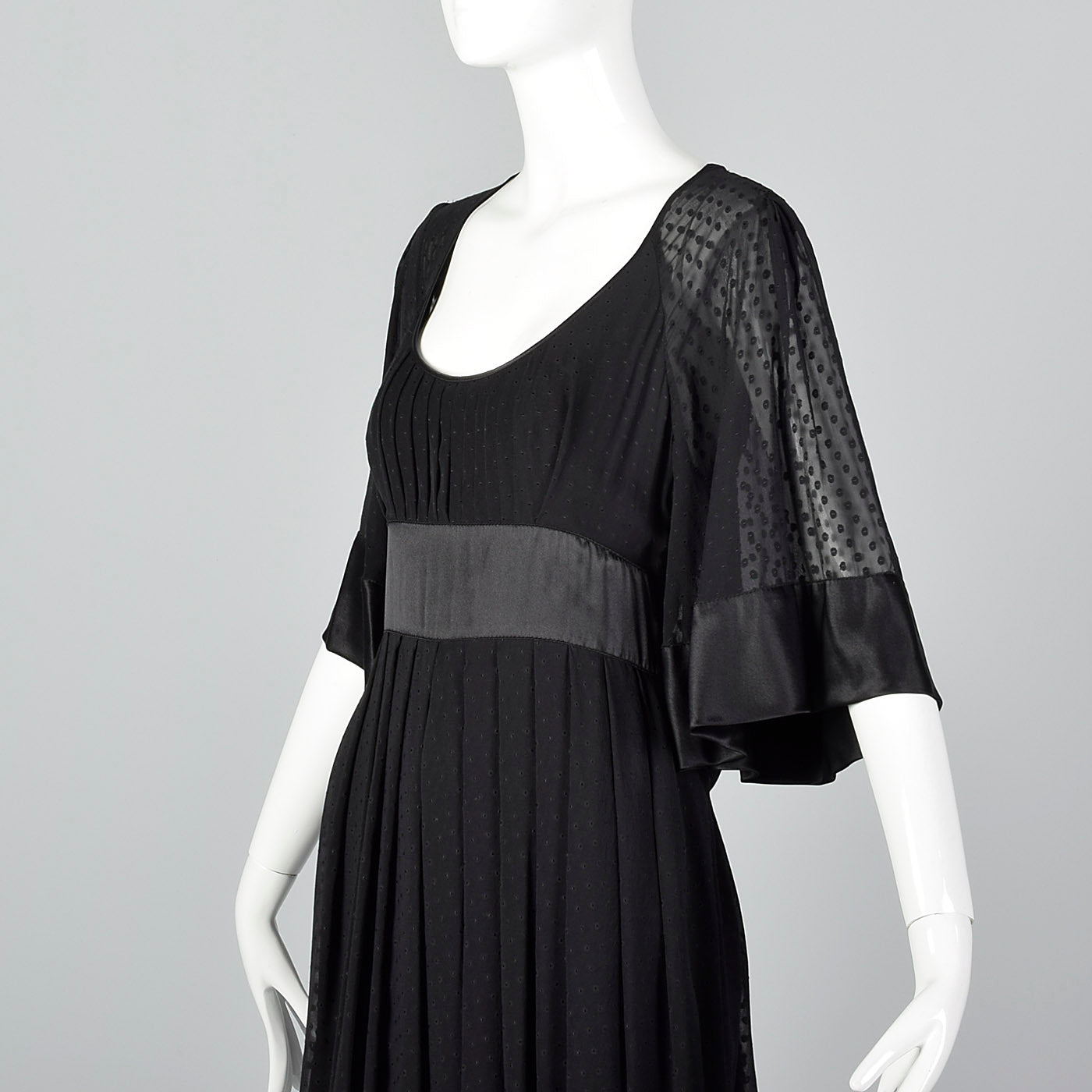 2000s Catherine Malandrino Black Silk Dress with Tie Back Waist