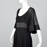 2000s Catherine Malandrino Black Silk Dress with Tie Back Waist