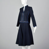 1980s Louis Feraud Blue Skirt with Matching Open Jacket