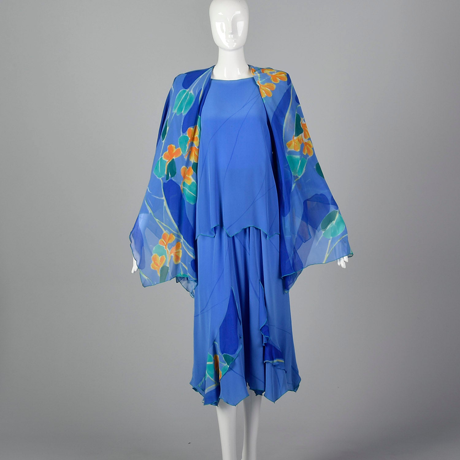 1980s Yolanda Lorenta Hand Painted Silk 3 Piece Set