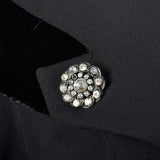 1950s Black Rayon Dress with Velvet Trim and Shawl Collar