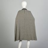XXS 1960s Neusteters Houndstooth Cape Woven Winter Outerwear Shawl Collar Pockets