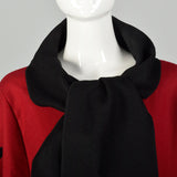 OSFM 1980s Osgood Smuk Red Wool Swing Cloak Leather Appliqué