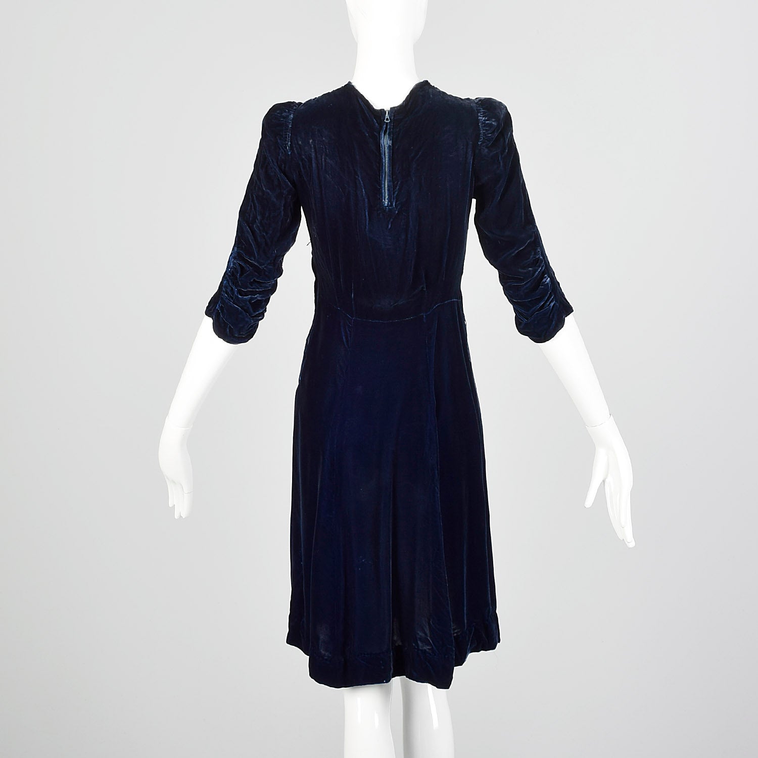 Small 1930s Blue Velvet Dress